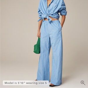 J. Crew Light Blue Striped Wide Leg Pants